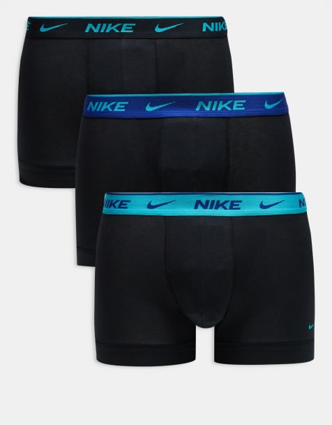 Nike - Dri-FIT Essential - Confezione da 3 boxer aderenti neri in microfibra con fascia blu in vita - view 1