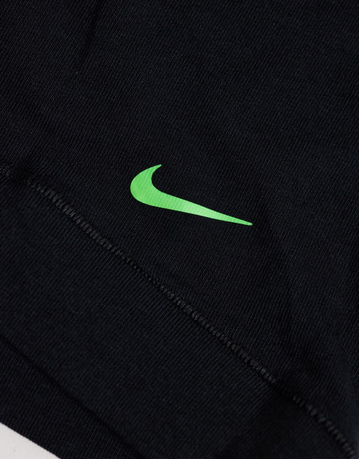 Nike Dri-FIT Essential Cotton 3 pack boxer briefs with green waistbands in black, 2 of 3
