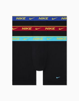 Nike Dri-fit Essential Cotton 3 Pack Boxer Briefs With Navy/red/blue Waistbands In Multi