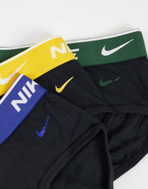Nike Dri-FIT Essential Cotton 5er-Pack Hip Briefs mit farbigen Bündchen in Schwarz, 3 von 3
