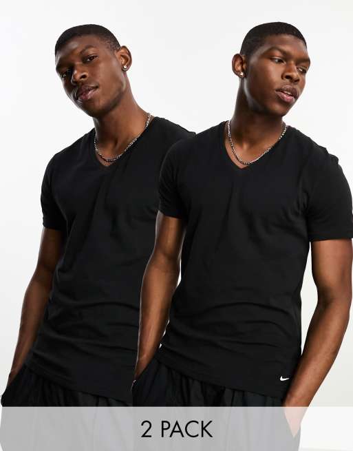 Nike Dri-FIT Essential Cotton Stretch 2 pack T-shirt in black