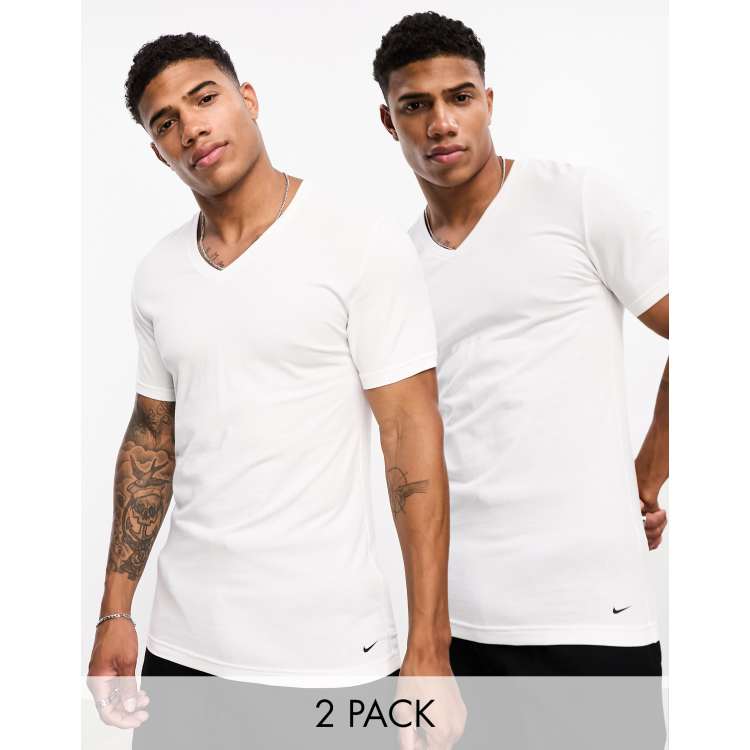 Nike Dri-FIT Essential Cotton Stretch 2 pack T-shirt in white