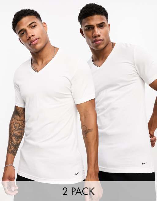 Nike Dri-FIT Essential Cotton Stretch 2 pack T-shirt in white