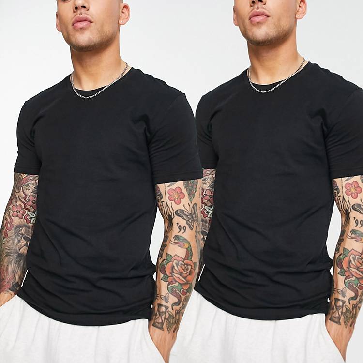 ensidigt klynke Optimistisk Nike Dri-FIT Essential Cotton Stretch 2 pack t-shirts in black | ASOS