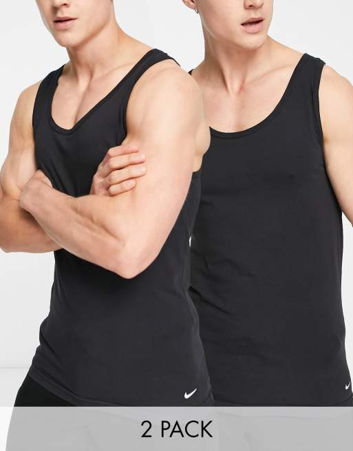 Nike Dri-FIT Essential Cotton Stretch 2 pack tank tops in black