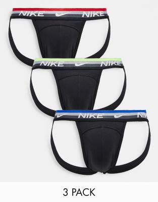 Essential Cotton Stretch Jockstrap - 3 Pack BKCAMK S by Nike