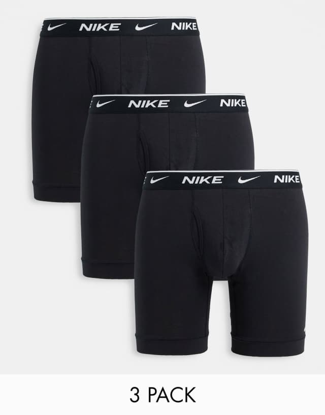 Nike Dri-FIT Essential Cotton Stretch 3 pack longer length boxer in black