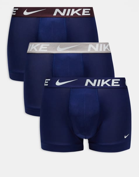 Nike – Dri-FIT – Essential – Marinblå trunks i mikrofiber med kontrastfärgat midjeband, 3-pack - view 1