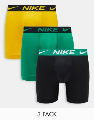 Nike Dri-FIT Essential Micro 3 pack boxer briefs in green/yellow/black