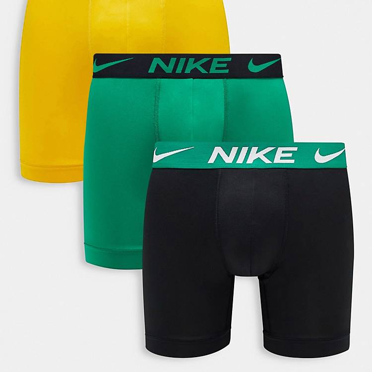 rechtop Afstoting Haas Nike Dri-FIT Essential Micro 3 pack boxer briefs in green/yellow/black |  ASOS