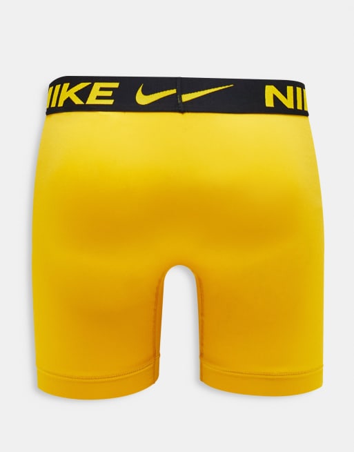 Nike Dri-FIT Essential Micro 3 pack boxer briefs in green/yellow/black