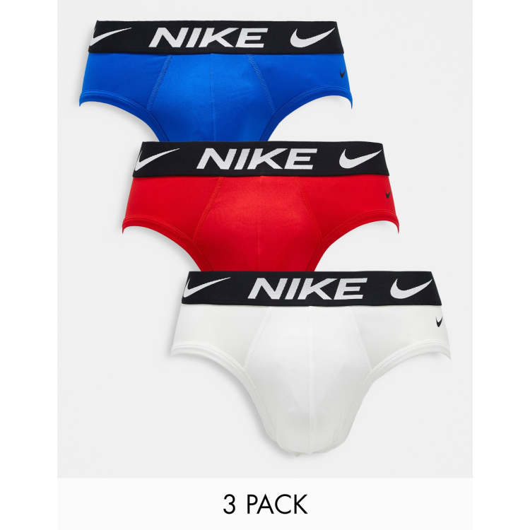 Nike Dri-FIT Essential Micro 3 pack hip briefs in red/white/blue