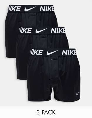 NIKE DRI-FIT ESSENTIAL MICRO 3 PACK KNIT BOXERS IN BLACK