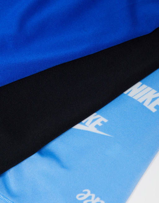 Nike - Dri-Fit Essential Micro - Confezione da 3 boxer aderenti in microfibra Dri-Fit neri/blu/con stampa, 4 di 4