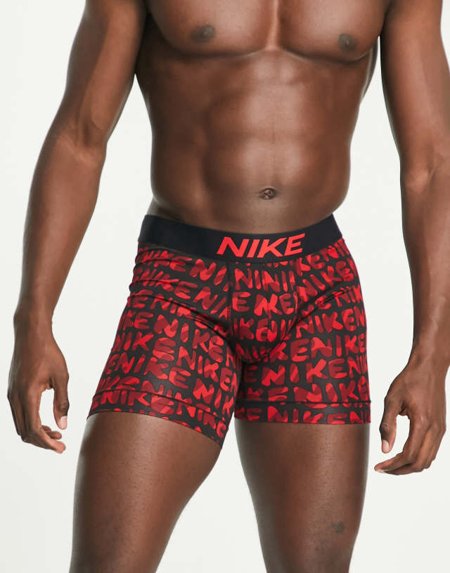 Nike Dri-FIT Essential Micro LE boxer briefs in red/black