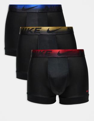 Nike Dri-fit Essential Microfiber 3 Pack Boxer Briefs In Black