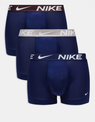 Nike Dri-fit Essential Microfiber 3 Pack Boxer Briefs In Navy