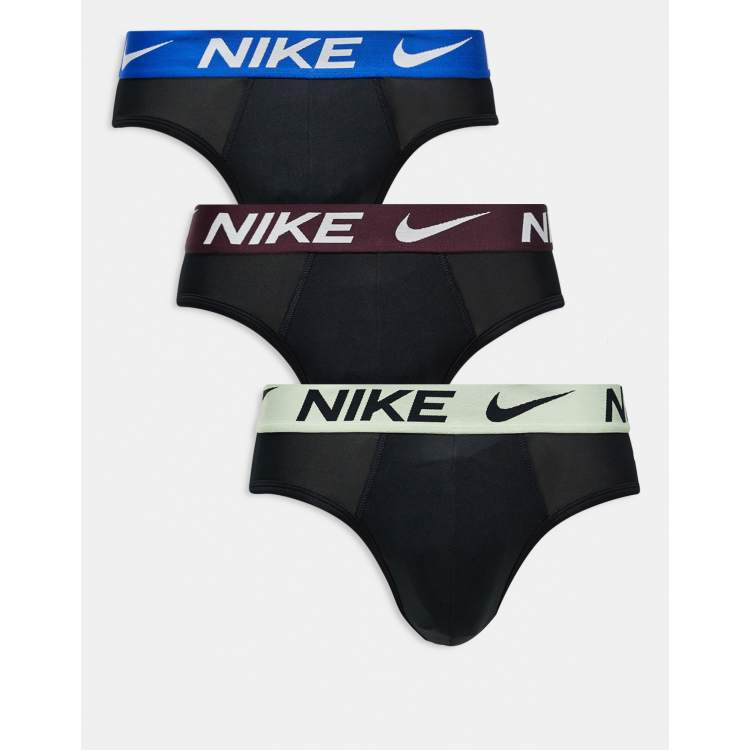 Nike Dri-FIT Essential Microfiber 3 pack hip briefs in black with