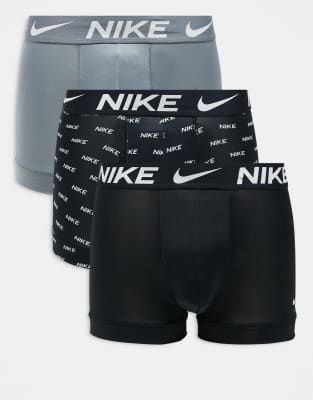 Nike Dri-fit Essential Microfiber 3 Pack Long Boxer Briefs In Black