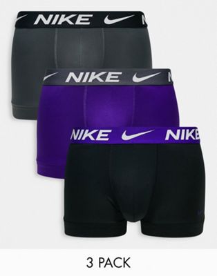 Nike Dri-FIT Essential Micro 3 pack boxer briefs in purple/khaki/gray