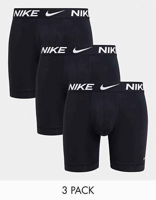 Nike Dri-Fit Essential Microfiber long boxer briefs 3 pack in black | ASOS