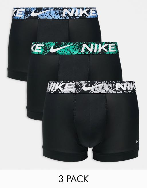 Nike Dri-Fit Essential Microfiber trunks 3 pack in black with tie dye  waistbands