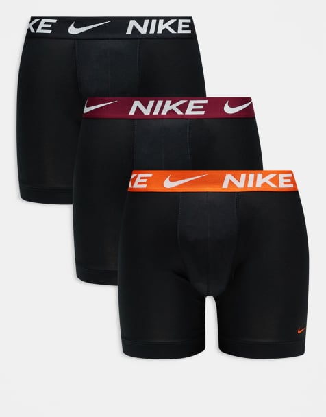 Nike Dri-Fit Essential Microfibre 3 pack boxer briefs in black with contrast waistband - view 1