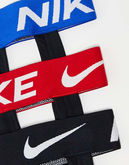 Nike Dri-FIT Essential microfibre 3 pack jockstrap in black with coloured waistband, 3 of 4