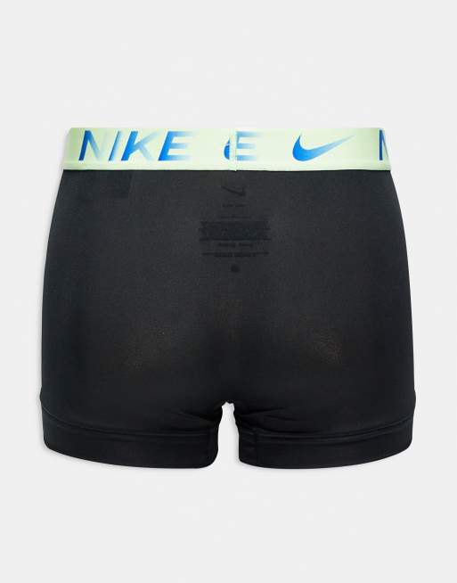 Nike Dri-Fit Essential Microfibre 3 pack trunks in black with contrast waistband, 2 of 3