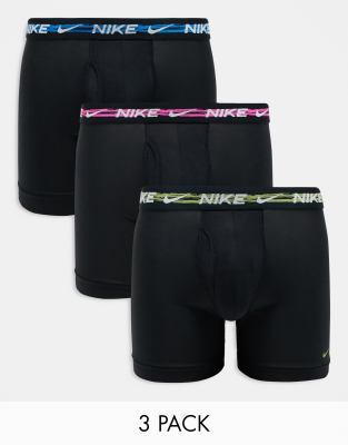 Nike Dri-Fit Essential Microfibre briefs 3 pack in black with graffiti wasitband