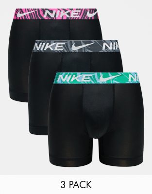 Nike Nike Dri-Fit Essential Microfibre briefs 3 pack in black with print waistband