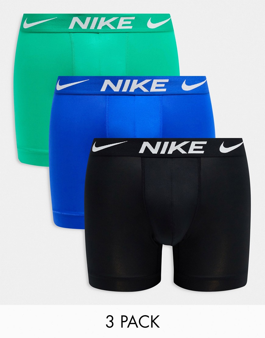 Nike Dri-Fit Essential Microfibre briefs 3 pack in green/black/blue-Multi