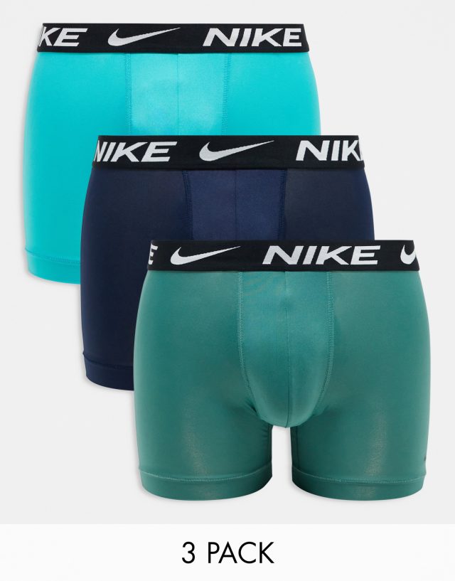 Nike - dri-fit essential microfibre briefs 3 pack in navy, teal and blue