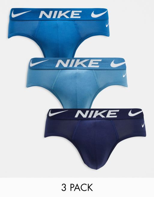 Nike Dri-FIT Essential Microfibre hip briefs 3 pack in navy/blue