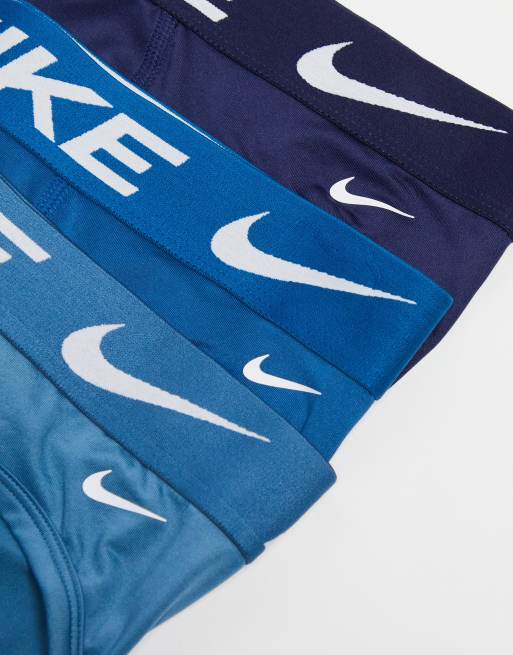 Nike - Dri-FIT Essential - Pakke med 3 par marineblå/blå hofte-briefs i mikrofiber, 4 af 4
