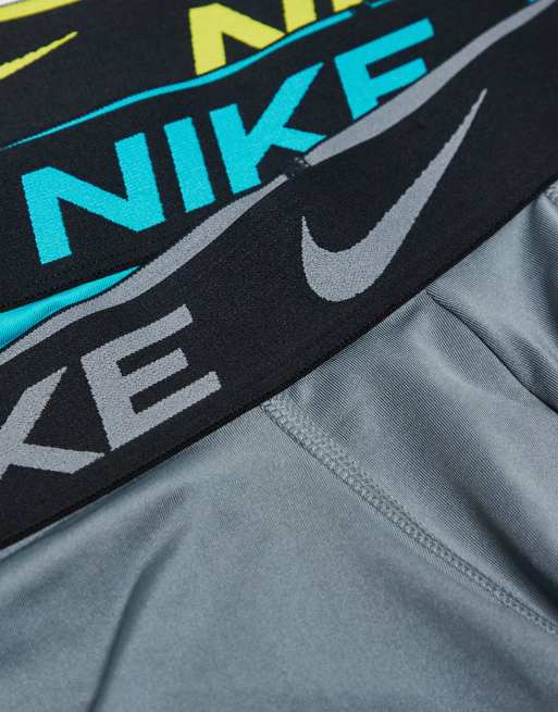 Nike - Dri-FIT Essential - Set van 3 boxershorts van microvezel in blauw, zwart en grijs, 3 van 3
