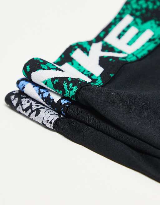 Nike - Dri-FIT - Essential - Set van 3 boxershorts van microvezel in zwart met tie-dye taillebanden, 3 van 4