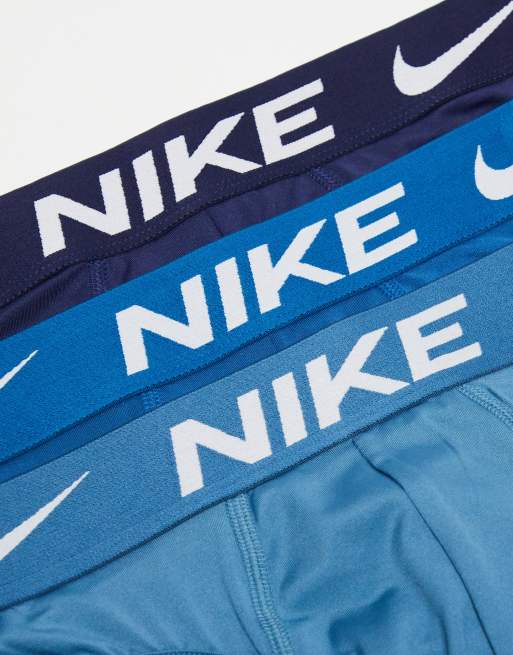 Nike - Dri-FIT - Essential - Set van 3 heupslips van microvezel in marineblauw/blauw, 2 van 4