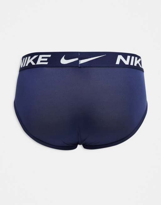 Nike - Dri-FIT - Essential - Set van 3 heupslips van microvezel in marineblauw/blauw, 3 van 4