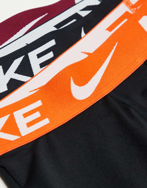 Nike – Dri-FIT – Essential – Svarta boxershorts i mikrofiber med kontrastfärgade midjeband, 3-pack, 3 av 3
