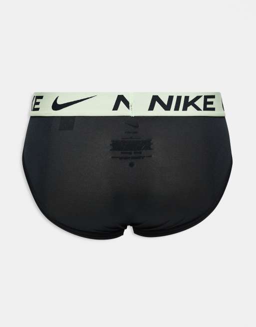 Nike – Dri-FIT – Essential – Svarta kalsonger i mikrofiber med kontrasterande midjeband, 3-pack, 2 av 3