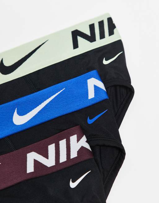 Nike – Dri-FIT – Essential – Svarta kalsonger i mikrofiber med kontrasterande midjeband, 3-pack, 3 av 3