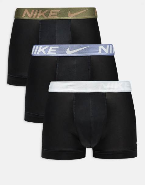 Nike – Dri-FIT Essential – Svarta trunks i mikrofiber med kontrasterande midjeband, 3-pack - view 1