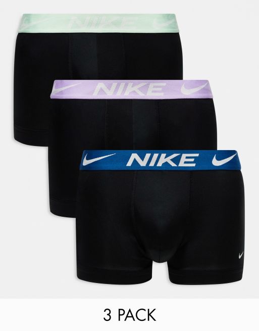 Nike – Dri-Fit Essential – Zestaw 3 par czarnych bokserek z mikrofibry z kontrastową taśmą w talii