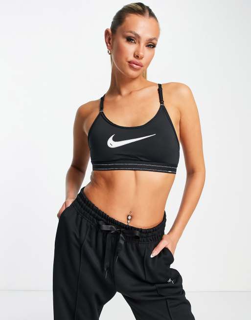 Nike Training Swoosh light support sports bra in black