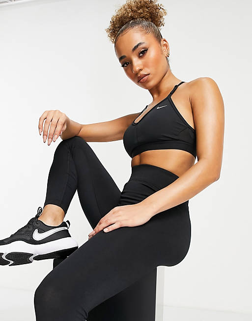 Nike Yoga Dri Fit Indy Keyhole Light Support Padded Sports Bra Black