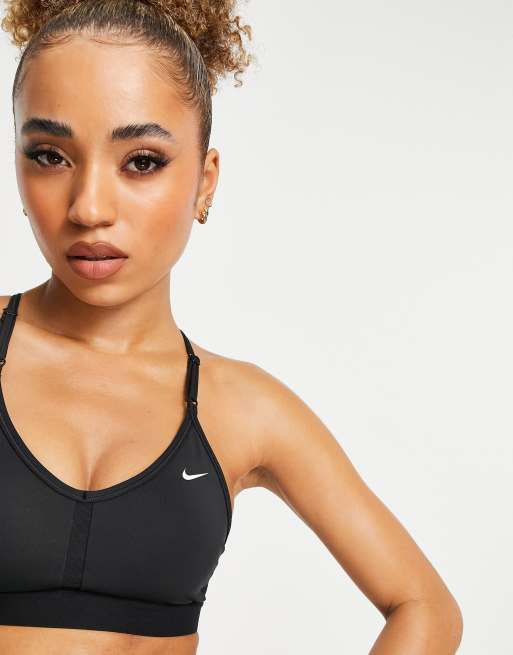 Nike Dri-FIT Indy V-neck Swoosh sports bra in black