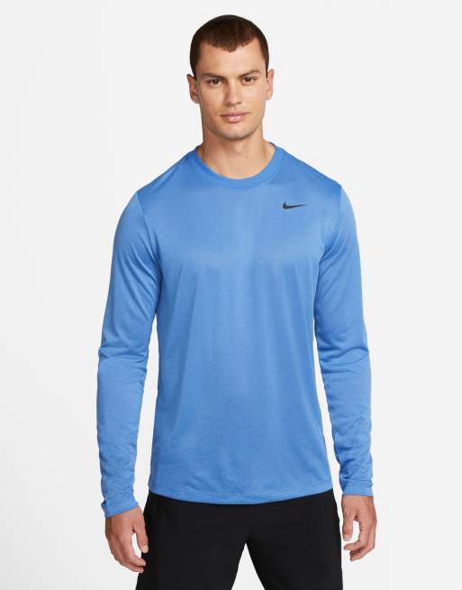 Nike Dri-FIT long sleeve T-shirt in blue