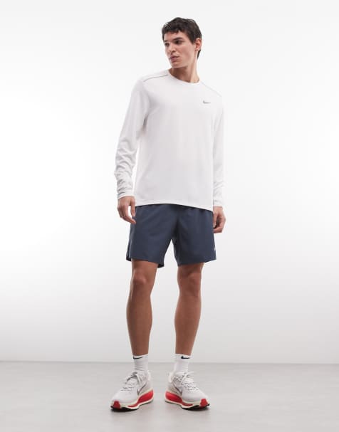 Nike Dri-Fit Miler longsleeve top in white