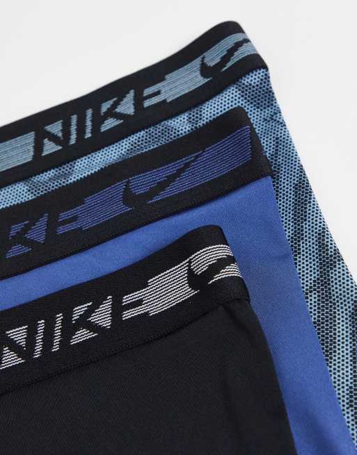 Nike - Dri-FIT - Premium set van 3 boxershorts van ultrastretch microvezel in marineblauw/blauw/print, 4 van 4